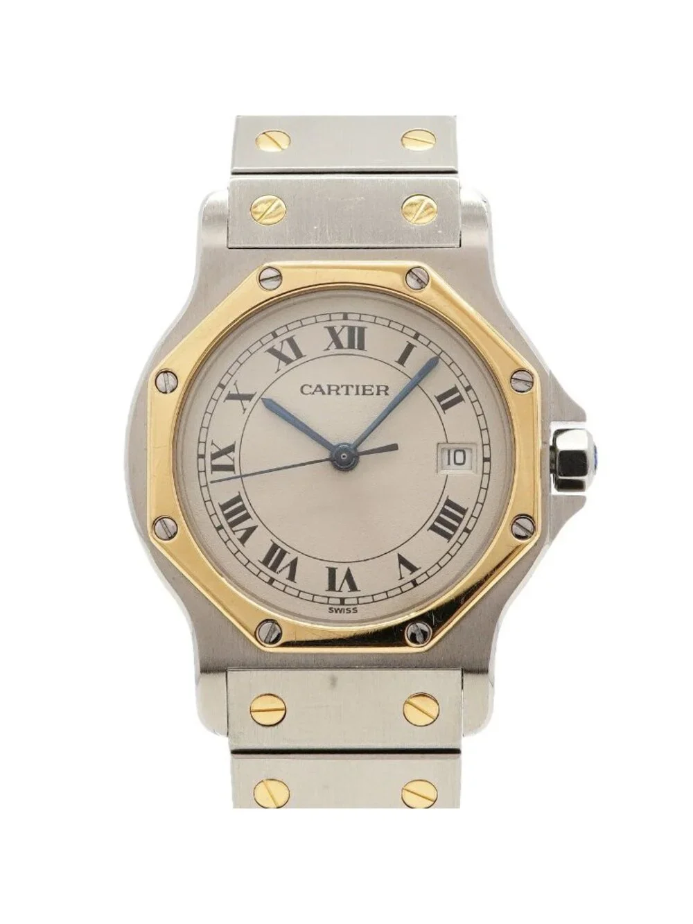 Cartier Santos Octagon LM Ivory Dial Watch